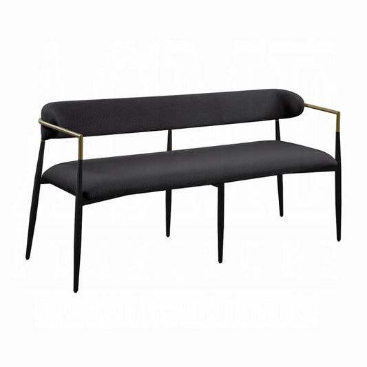 ACME Furniture - Jaramillo Bench - Black Chenille & Black Finish - DN02699A veiw 1