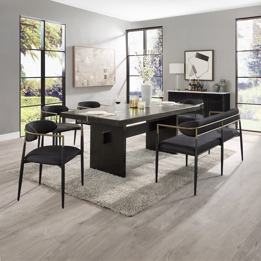 ACME Furniture - Jaramillo Bench - Black Chenille & Black Finish - DN02699A view 4