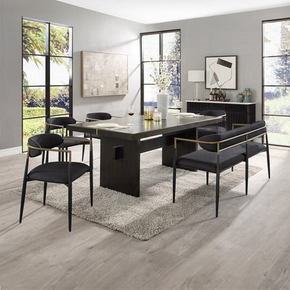 ACME Furniture - Jaramillo Bench - Black Chenille & Black Finish - DN02699A view 4