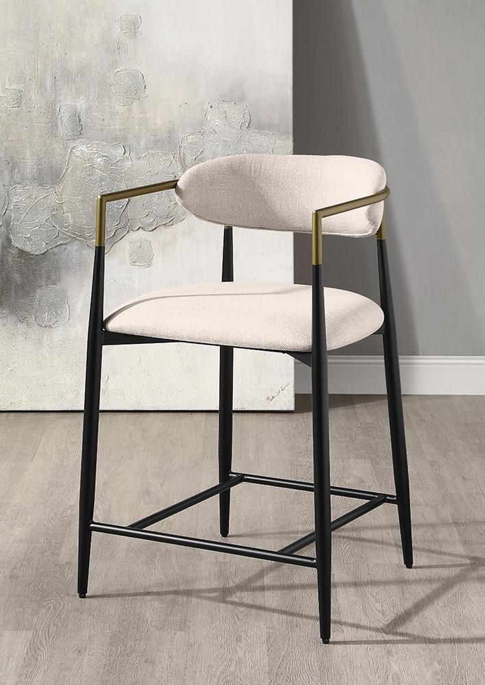 ACME Furniture - Jaramillo Counter Height Chair (Set of 2) - Beige Chenille & Black Finish - DN02717 veiw 1