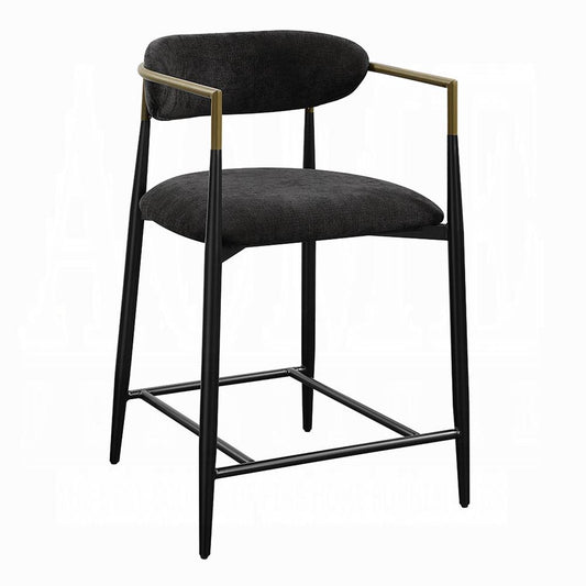ACME Furniture - Jaramillo Counter Height Chair (Set of 2) - Black Chenille & Black Finish - DN02716 veiw 1
