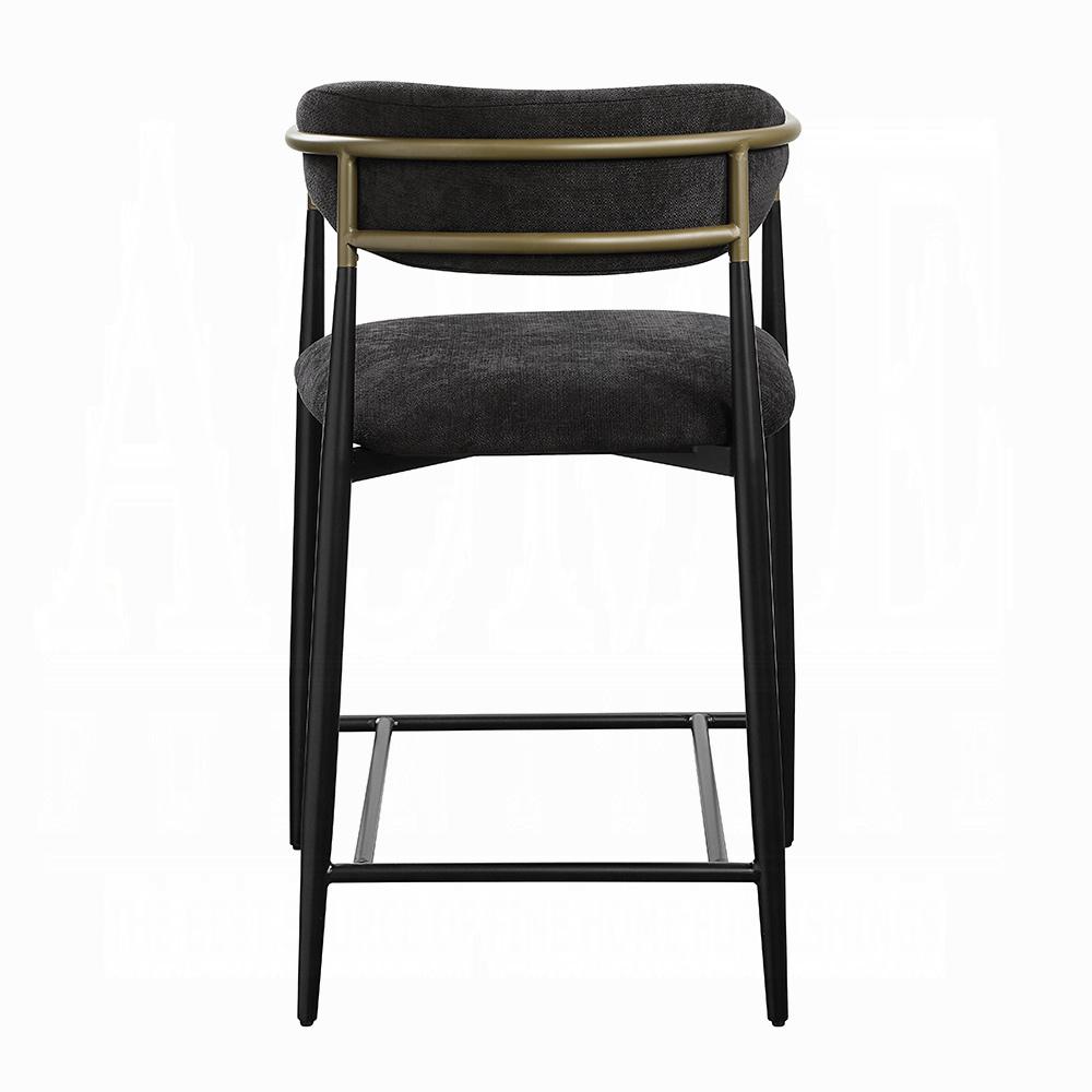ACME Furniture - Jaramillo Counter Height Chair (Set of 2) - Black Chenille & Black Finish - DN02716 veiw 3