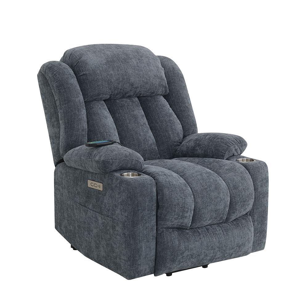 ACME Furniture - Omarion Power Recliner w/Lift, Heating & Massage - Blue Velvet - LV02996 veiw 1
