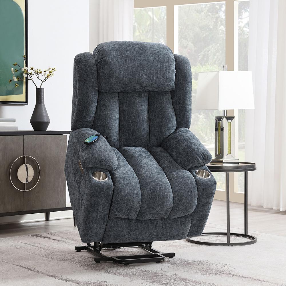 ACME Furniture - Omarion Power Recliner w/Lift, Heating & Massage - Blue Velvet - LV02996 veiw 2