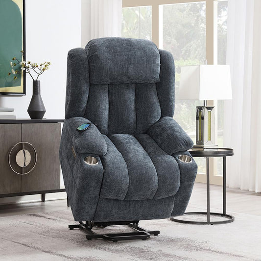 ACME Furniture - Omarion Power Recliner w/Lift, Heating & Massage - Blue Velvet - LV02996 veiw 2