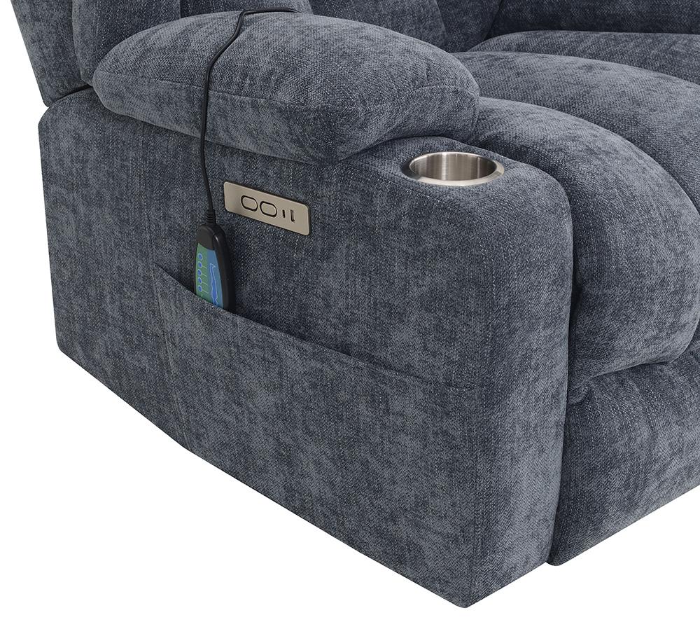 ACME Furniture - Omarion Power Recliner w/Lift, Heating & Massage - Blue Velvet - LV02996 veiw 3