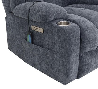 ACME Furniture - Omarion Power Recliner w/Lift, Heating & Massage - Blue Velvet - LV02996 veiw 3