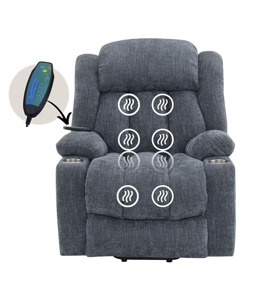 ACME Furniture - Omarion Power Recliner w/Lift, Heating & Massage - Blue Velvet - LV02996 veiw 6