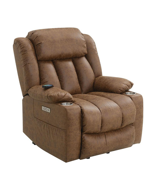 ACME Furniture - Omarion Power Recliner w/Lift, Heating & Massage - Brown Leather Aire - LV02997 veiw 1