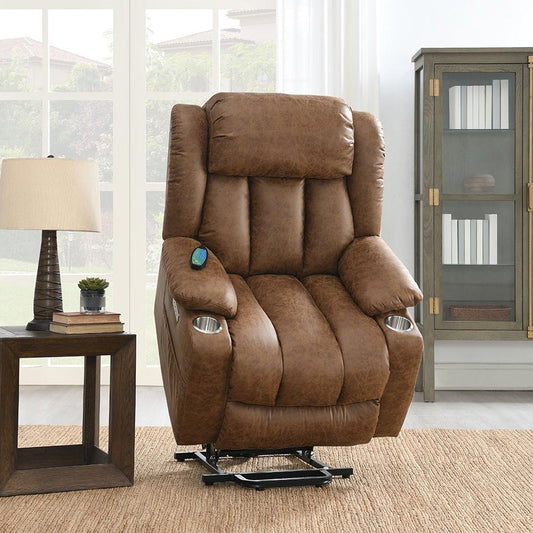 ACME Furniture - Omarion Power Recliner w/Lift, Heating & Massage - Brown Leather Aire - LV02997 veiw 2