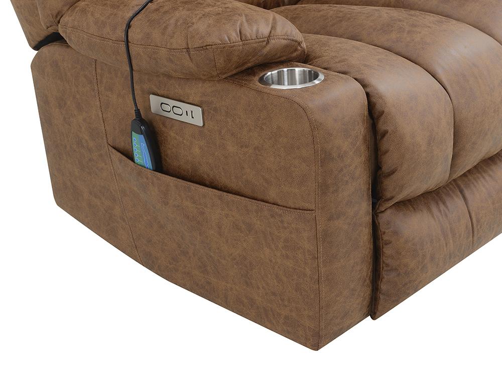 ACME Furniture - Omarion Power Recliner w/Lift, Heating & Massage - Brown Leather Aire - LV02997 veiw 3