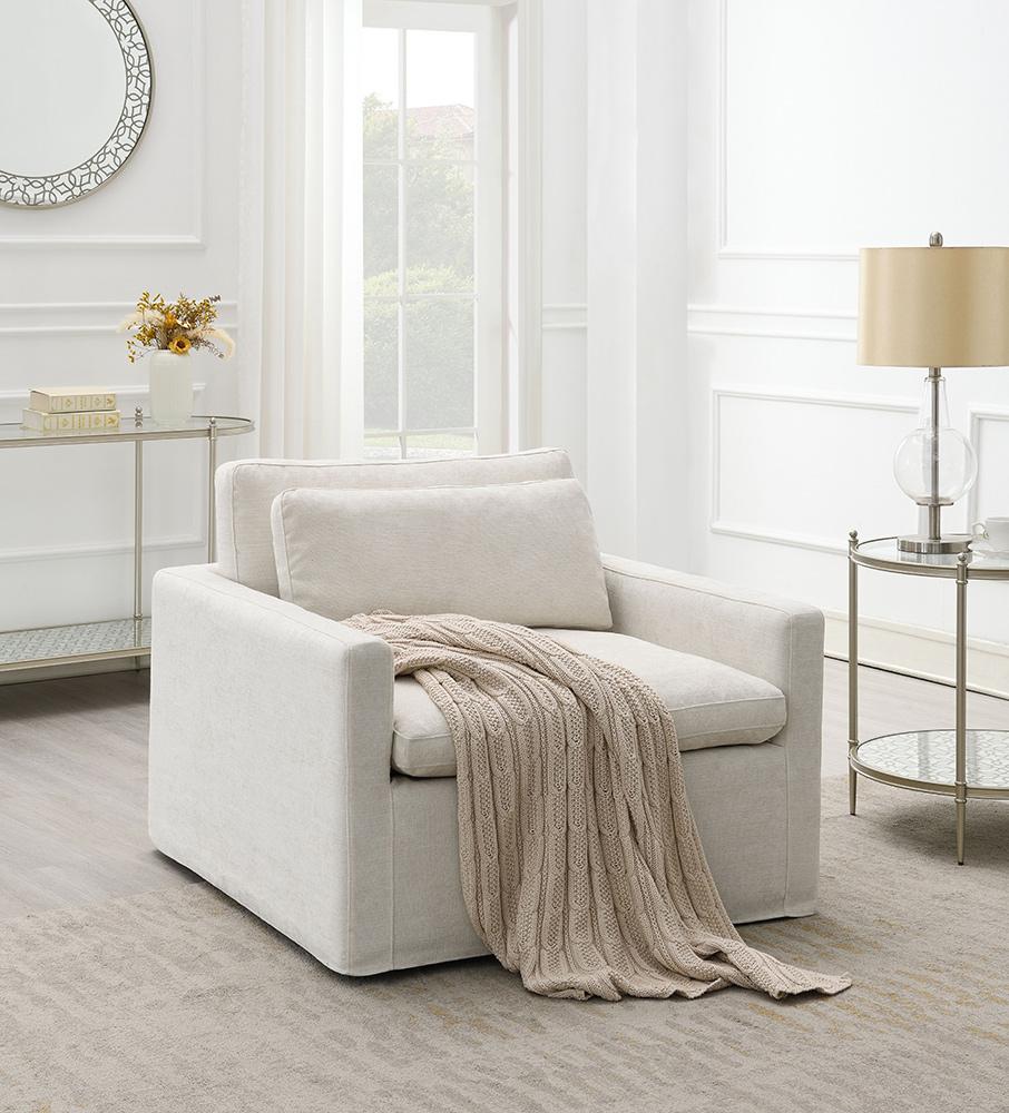 ACME Furniture - Naveen Swivel Chair w/Pillow - Ivory Fabric - AC03142 veiw 1