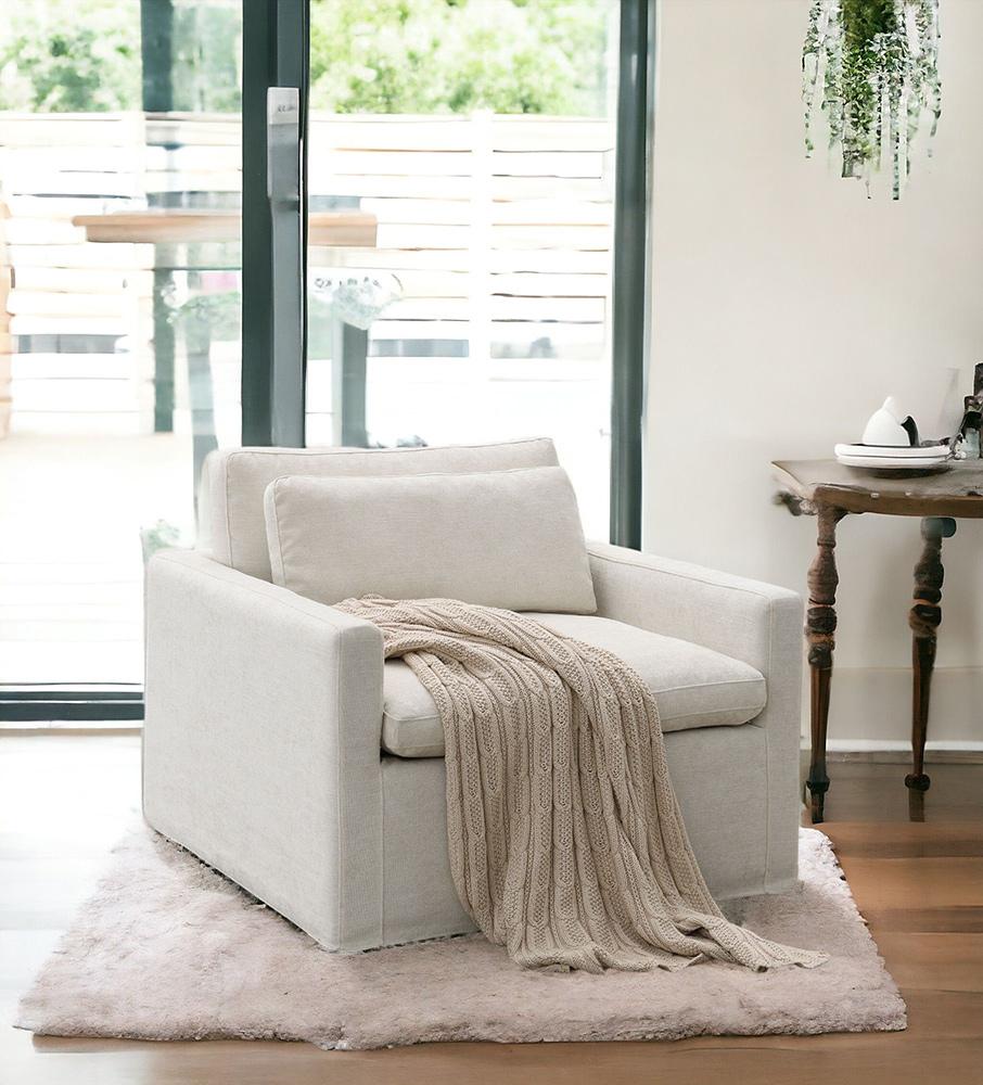 ACME Furniture - Naveen Swivel Chair w/Pillow - Ivory Fabric - AC03142 veiw 6