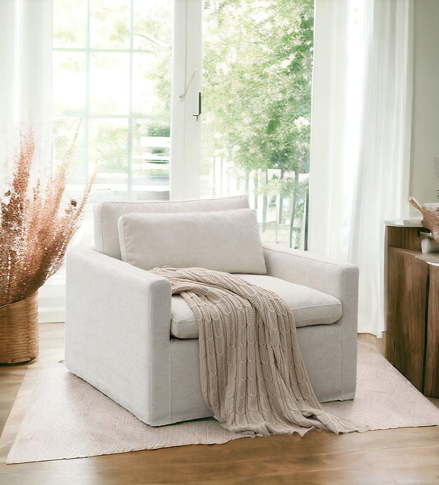 ACME Furniture - Naveen Swivel Chair w/Pillow - Ivory Fabric - AC03142 veiw 8