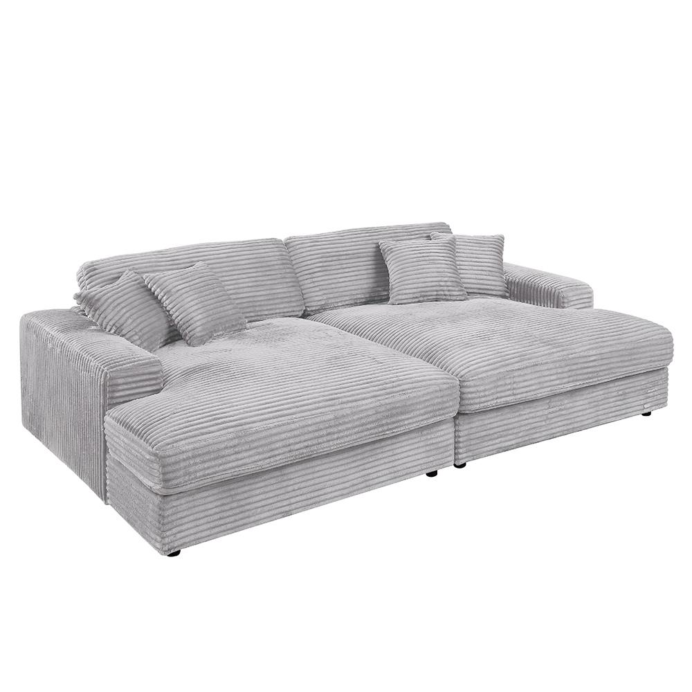 ACME Furniture - Hilde Sectional Sofa w/4 Pillows - Beige Velvet - LV03680 veiw 3