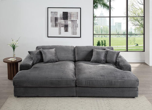 ACME Furniture - Hilde Sectional Sofa w/4 Pillows - Gray Velvet - LV03690 veiw 1