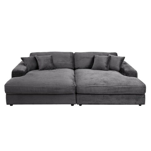 ACME Furniture - Hilde Sectional Sofa w/4 Pillows - Gray Velvet - LV03690 veiw 2