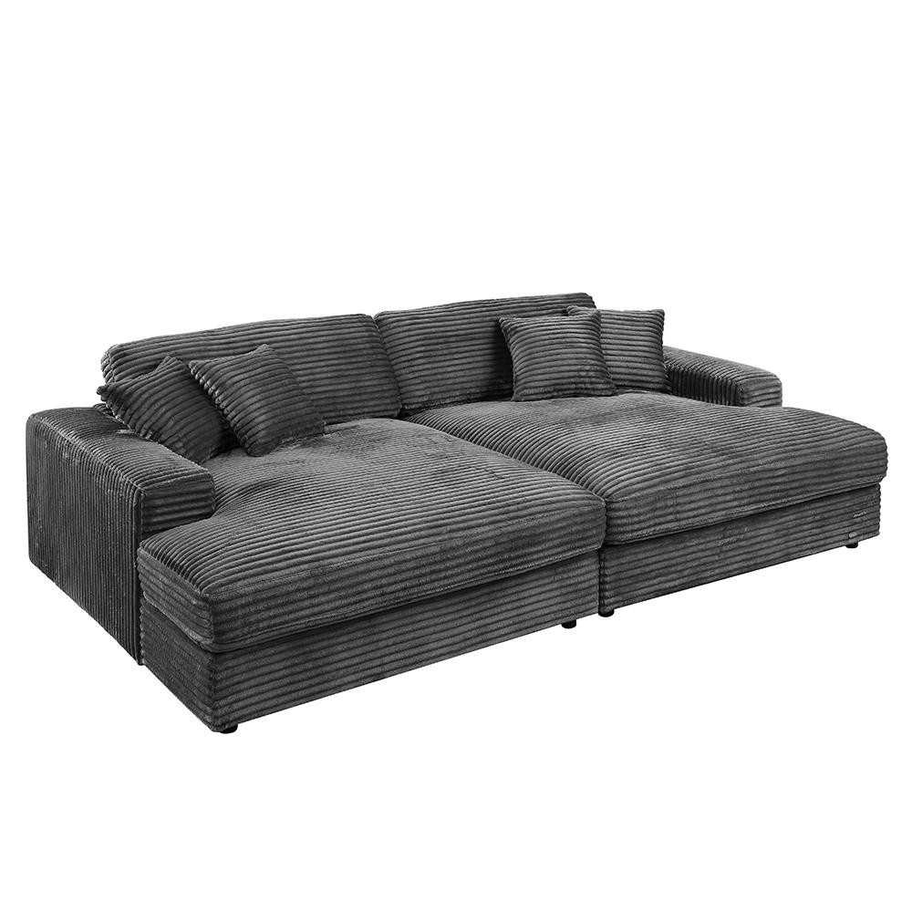 ACME Furniture - Hilde Sectional Sofa w/4 Pillows - Gray Velvet - LV03690 veiw 3