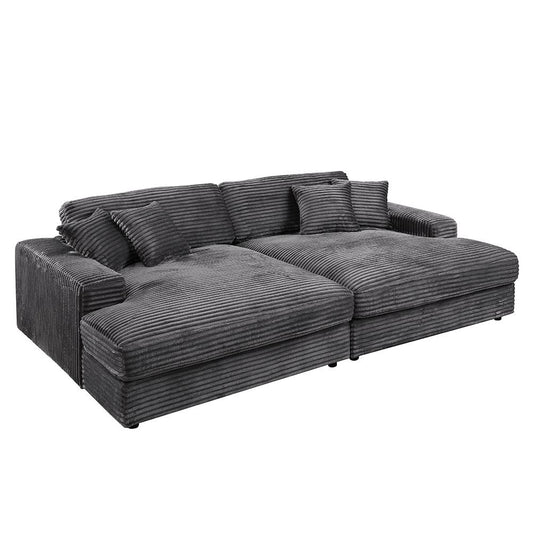 ACME Furniture - Hilde Sectional Sofa w/4 Pillows - Gray Velvet - LV03690 veiw 3