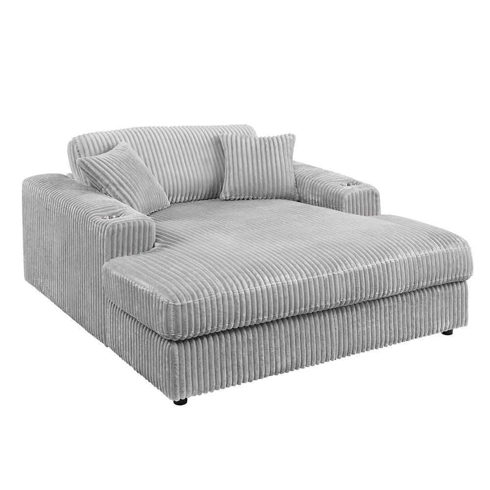 ACME Furniture - Hilde Chaise w/2 Pillows - Beige Velvet - LV03681 veiw 3