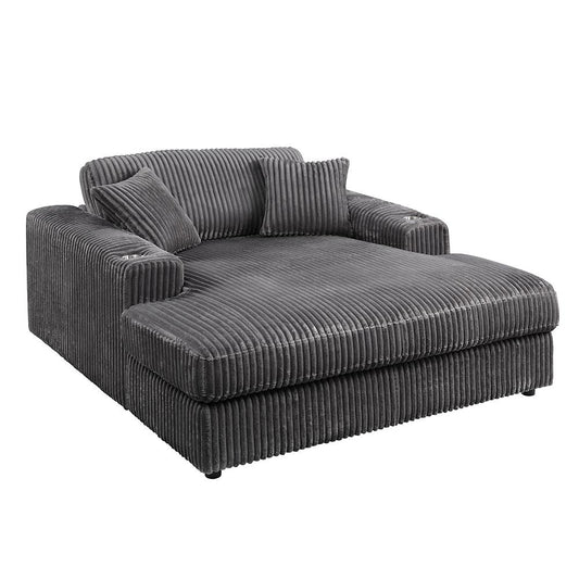 ACME Furniture - Hilde Chaise w/2 Pillows - Gray Velvet - LV03691 veiw 3