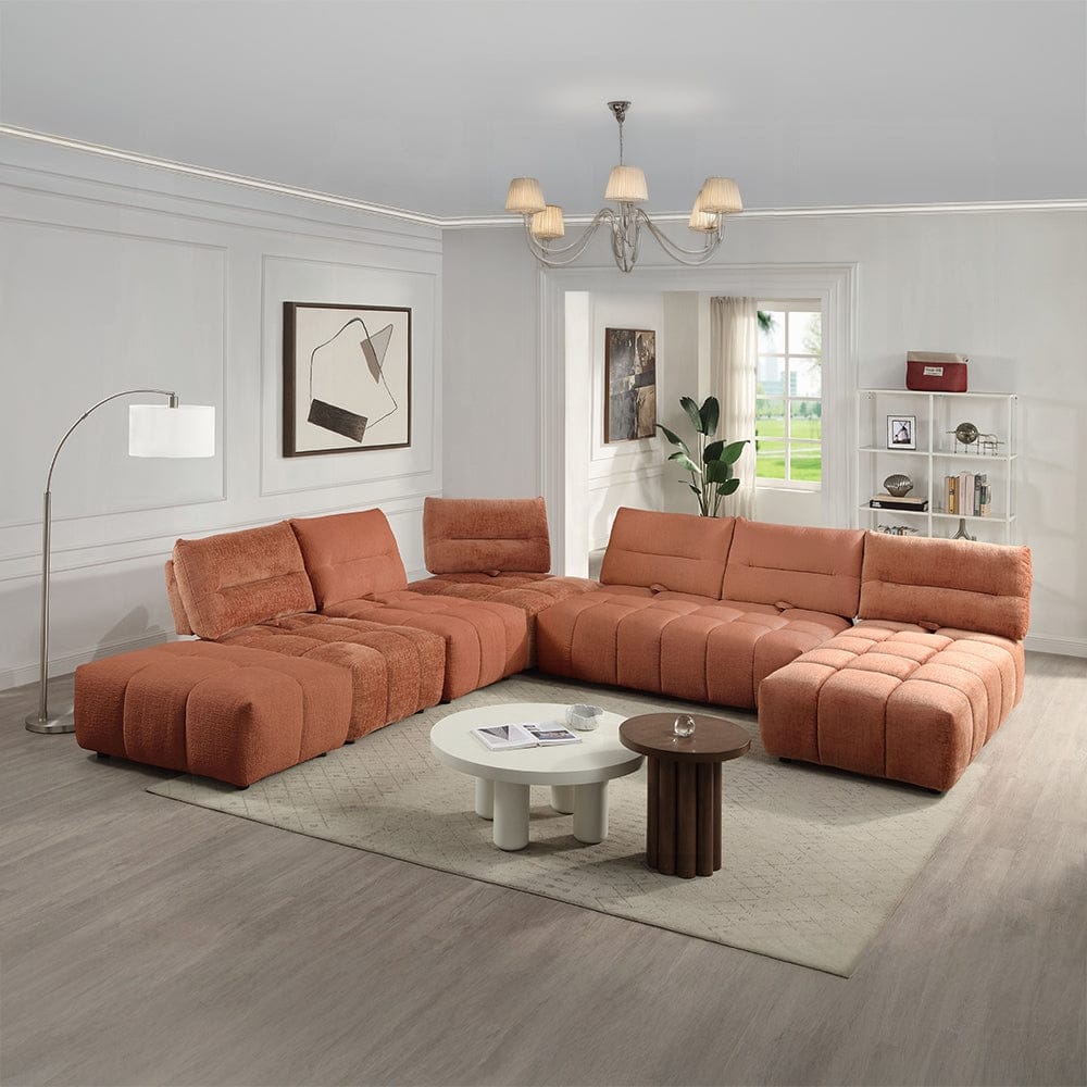 ACME Furniture - Loanna Ottoman - Coral Red Linen - LV04054 view 3