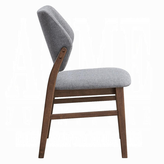 ACME Furniture - Sarha Side Chair (Set of 2) - Light Gray Fabric & Walnut Finish - DN04196 view 2