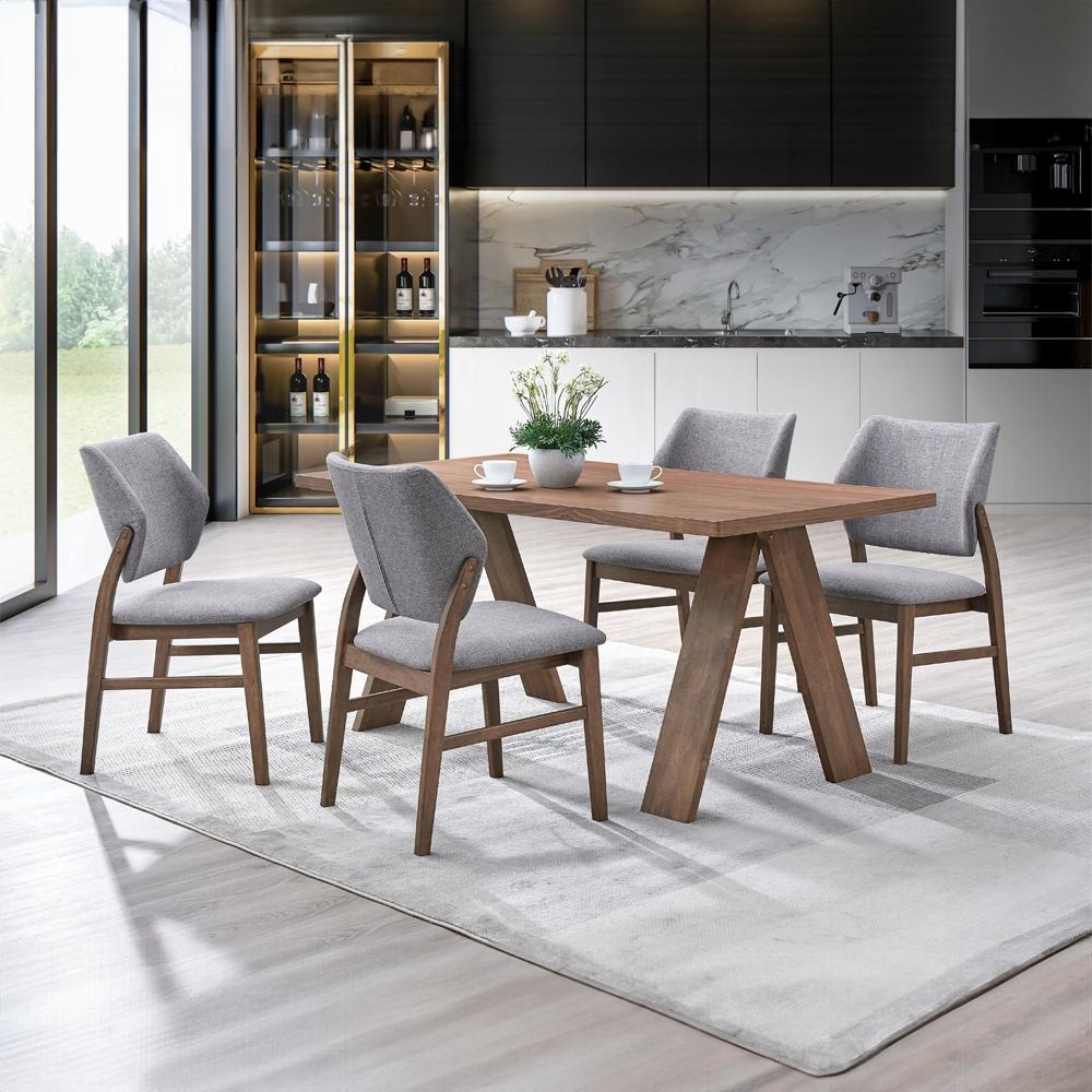ACME Furniture - Sarha Side Chair (Set of 2) - Light Gray Fabric & Walnut Finish - DN04196 view 5