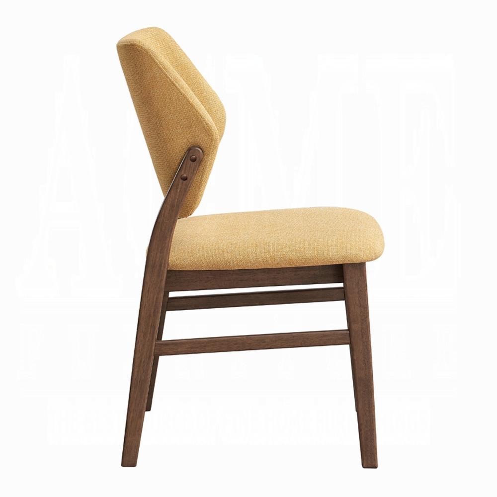 ACME Furniture - Sarha Side Chair (Set of 2) - Yellow Fabric & Walnut Finish - DN04197 view 2