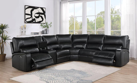 ACME Furniture - Saul Power Motion Sectional Sofa - Black Leather Aire - LV54150 veiw 1