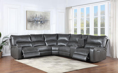 ACME Furniture - Saul Power Motion Sectional Sofa - Gray Leather Aire - LV53745 veiw 1