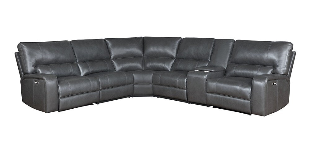 ACME Furniture - Saul Power Motion Sectional Sofa - Gray Leather Aire - LV53745 veiw 4