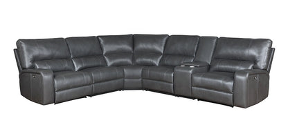 ACME Furniture - Saul Power Motion Sectional Sofa - Gray Leather Aire - LV53745 veiw 4