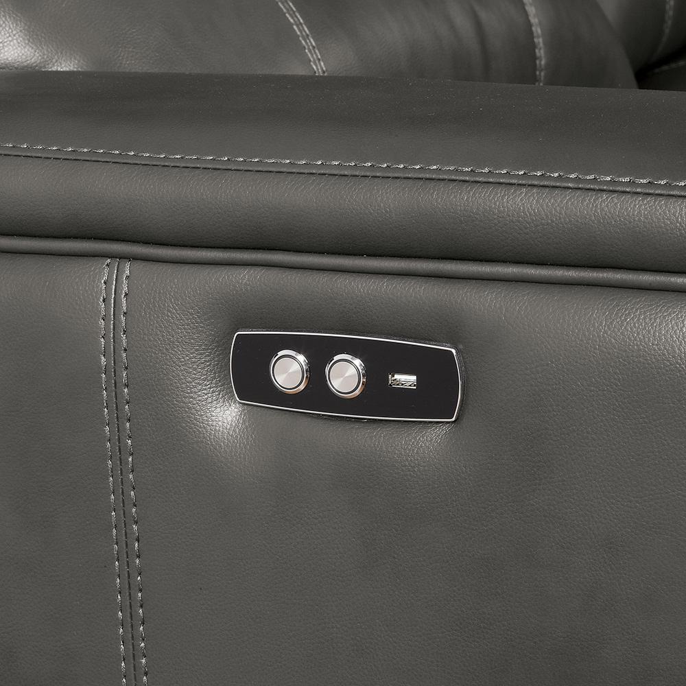 ACME Furniture - Saul Power Motion Sectional Sofa - Gray Leather Aire - LV53745 veiw 5