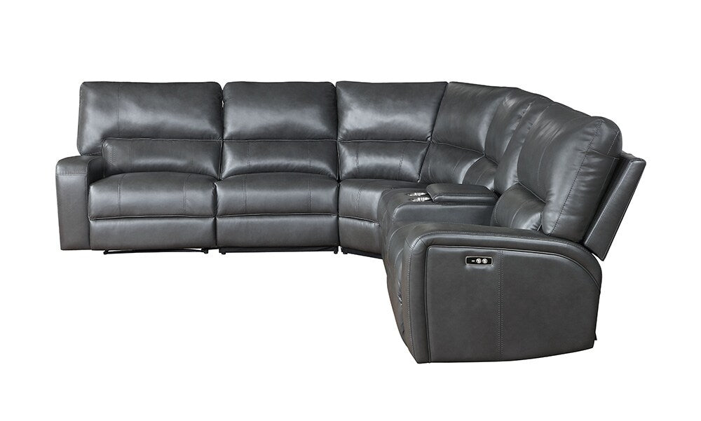 ACME Furniture - Saul Power Motion Sectional Sofa - Gray Leather Aire - LV53745 veiw 6