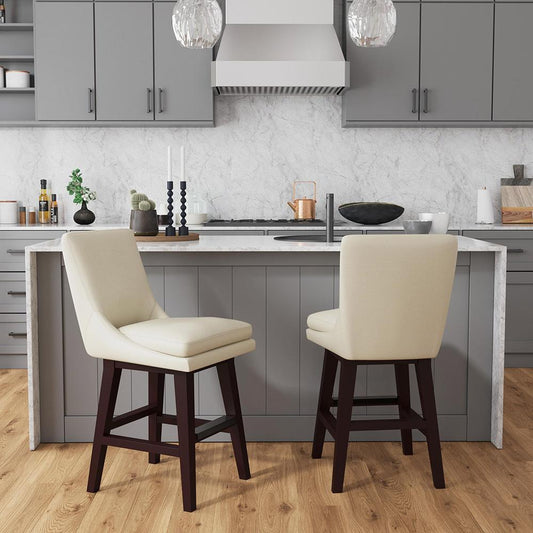 Picket House Furnishings - Charlie Swivel Counter Stool with Beige PU in Espresso (2 Per Carton) - D-13220-6-CST veiw 2