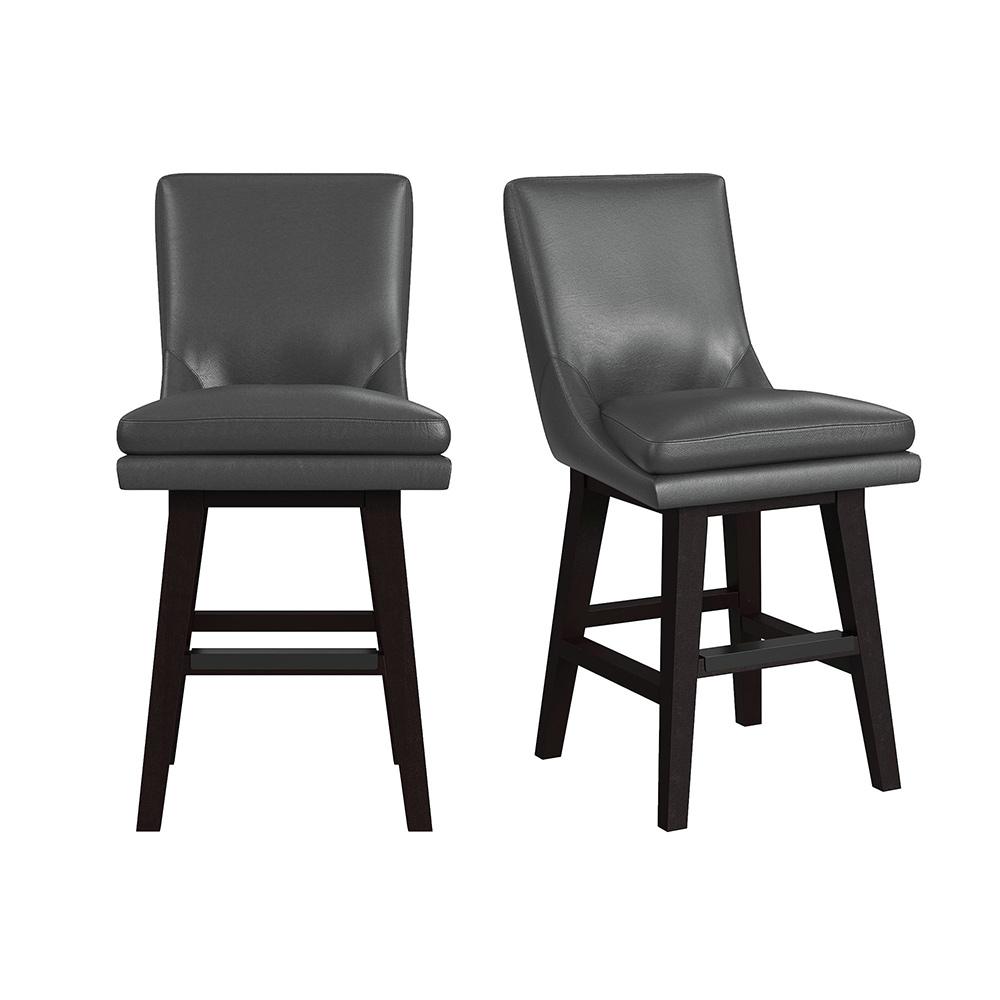Picket House Furnishings - Charlie Swivel Counter Stool with Pewter PU in Espresso (2 Per Carton) - D-13220-5-CST veiw 1