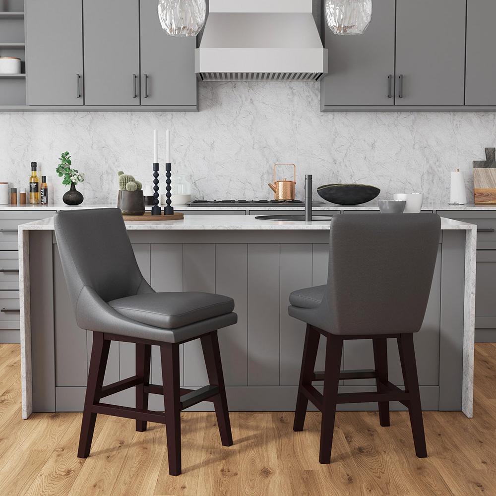 Picket House Furnishings - Charlie Swivel Counter Stool with Pewter PU in Espresso (2 Per Carton) - D-13220-5-CST veiw 2