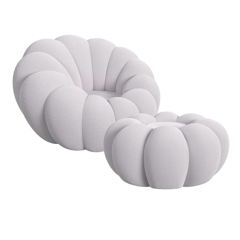 Picket House Furnishings - Pumpkin Swivel Chair and Ottoman in Grey - Y-13930-3-CHOT veiw 1