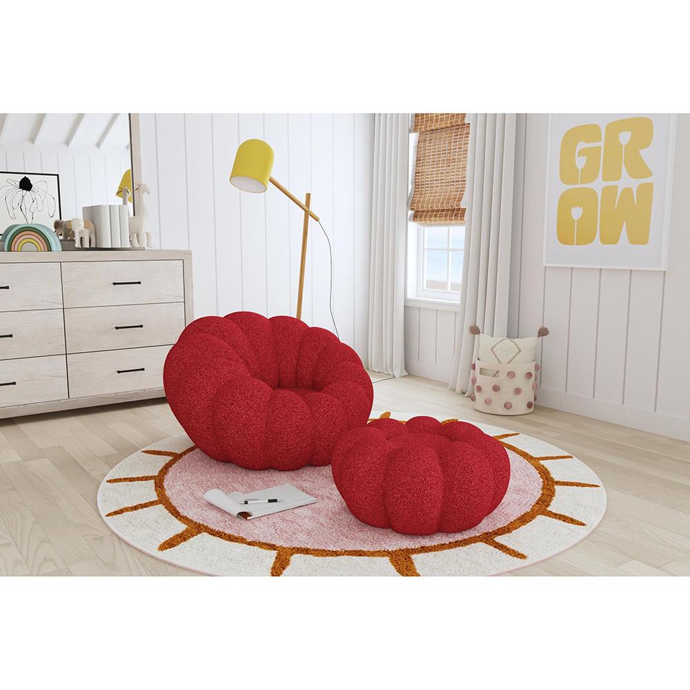 Picket House Furnishings - Pumpkin Swivel Chair and Ottoman in Red - Y-13930-14-CHOT veiw 2