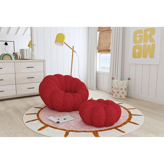 Picket House Furnishings - Pumpkin Swivel Chair and Ottoman in Red - Y-13930-14-CHOT veiw 2