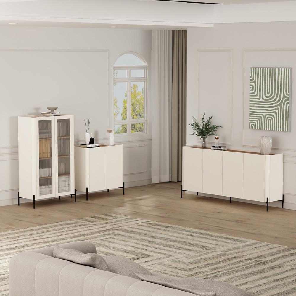 Manhattan Comfort - Abbey Accent Cabinet with 2 Adjustable Shelves in Maple and Off White - AF004-OW veiw 10