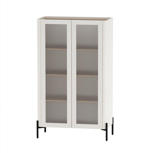 Manhattan Comfort - Abbey DÃ©cor Cabinet with 8 Adjustable Shelves in Maple and Off White - Set of 2 - 2-BC002-OW veiw 2