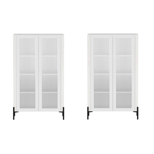 Manhattan Comfort - Abbey Décor Cabinet with 8 Adjustable Shelves in White - Set of 2 - 2-BC002-WH veiw 1