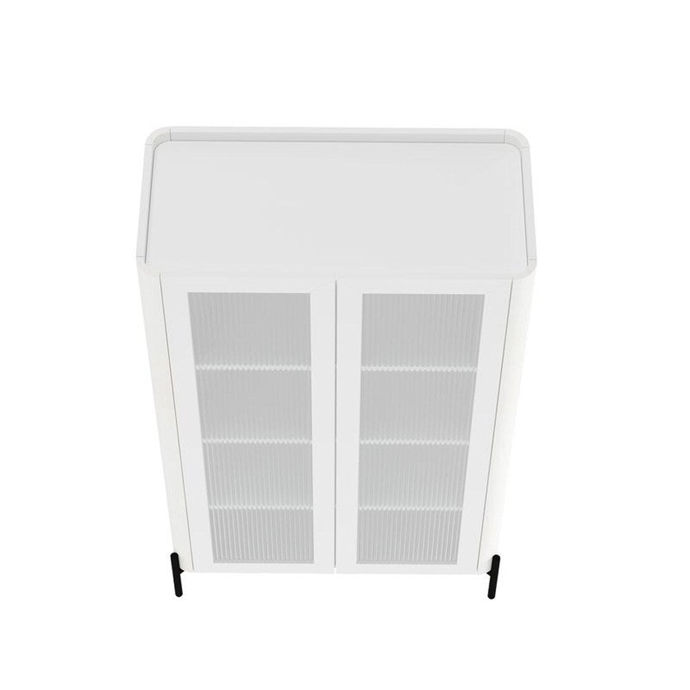Manhattan Comfort - Abbey Décor Cabinet with 8 Adjustable Shelves in White - Set of 2 - 2-BC002-WH veiw 5
