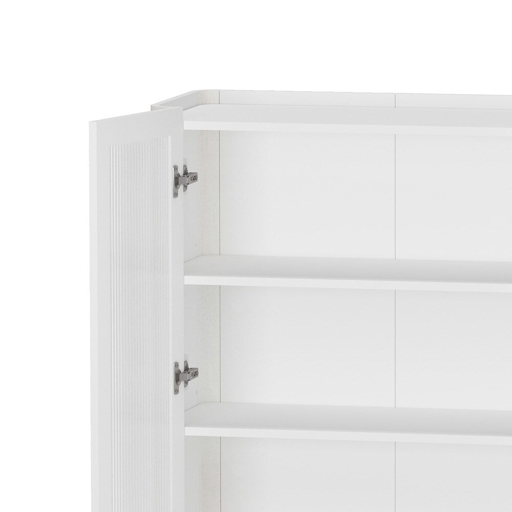 Manhattan Comfort - Abbey Décor Cabinet with 8 Adjustable Shelves in White - Set of 2 - 2-BC002-WH veiw 7