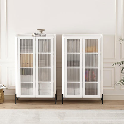 Manhattan Comfort - Abbey Décor Cabinet with 8 Adjustable Shelves in White - Set of 2 - 2-BC002-WH veiw 9