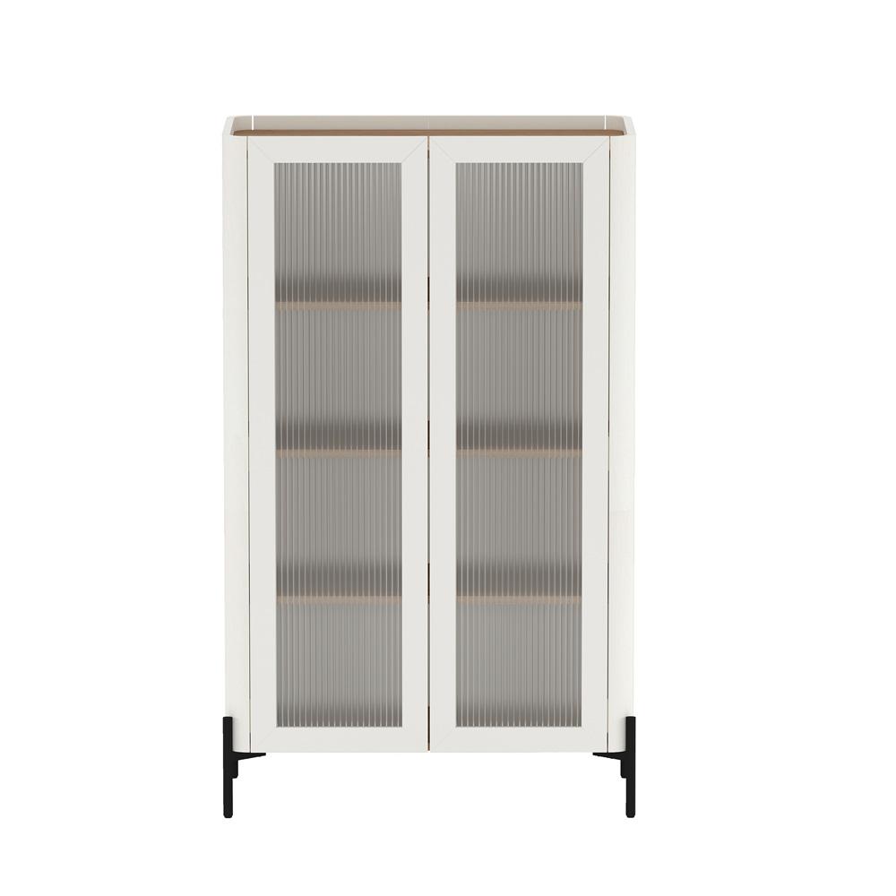 Manhattan Comfort - Abbey DÃ©cor Cabinet with 4 Adjustable Shelves in Maple and Off White - BC002-OW veiw 1
