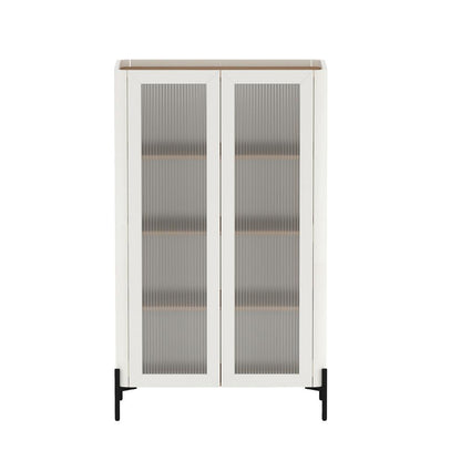 Manhattan Comfort - Abbey DÃ©cor Cabinet with 4 Adjustable Shelves in Maple and Off White - BC002-OW veiw 1