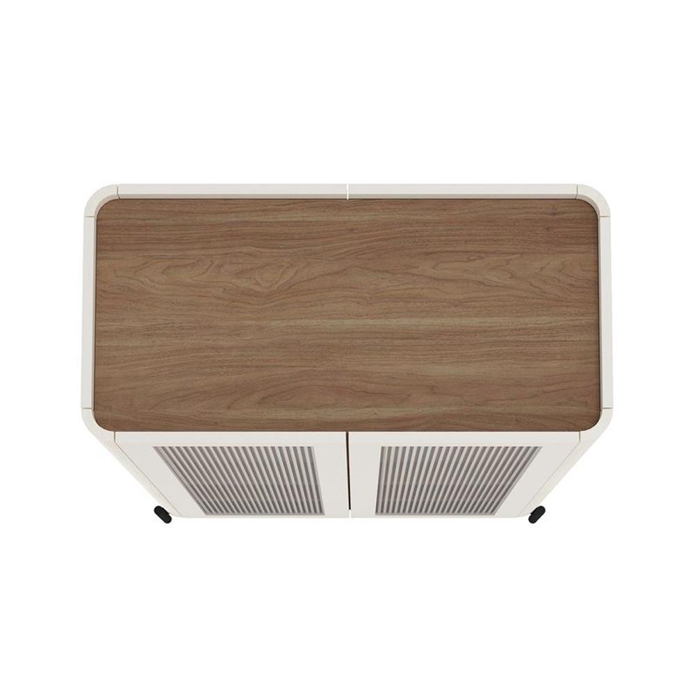 Manhattan Comfort - Abbey DÃ©cor Cabinet with 4 Adjustable Shelves in Maple and Off White - BC002-OW veiw 5